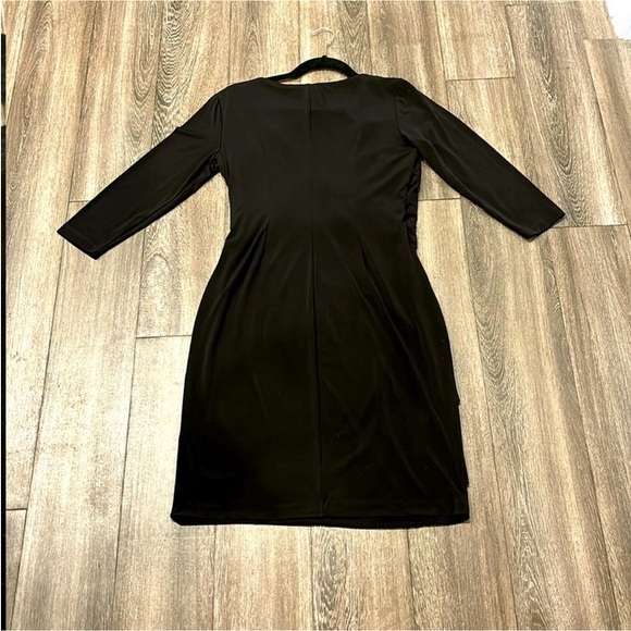 London Times Black 3/4 Sleeved Dress With Ruffles Size 10 - Picture 3 of 10